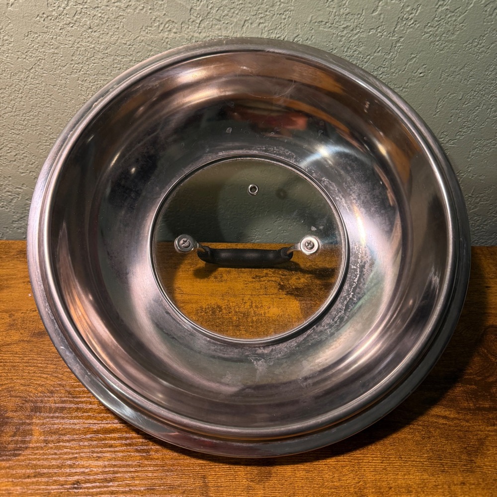 12 Inch Universal Stainless Steel Dome Lid with Glass Center and Steam Vent - Picture 3 of 5